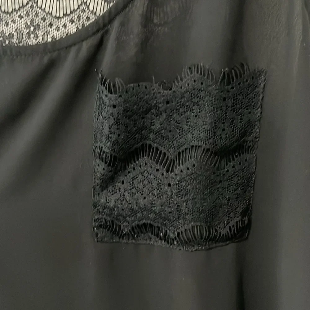 LOFT Sleeveless Lace Back and Pocket Camisole, Black, Size S - Picture 3 of 6